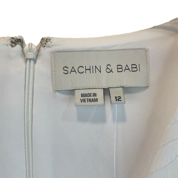 Sachin & Babi White Wrap Maxi Dress Sz 12 Elegant Long Sleeve V Neck Wedding NWT - Picture 2 of 16